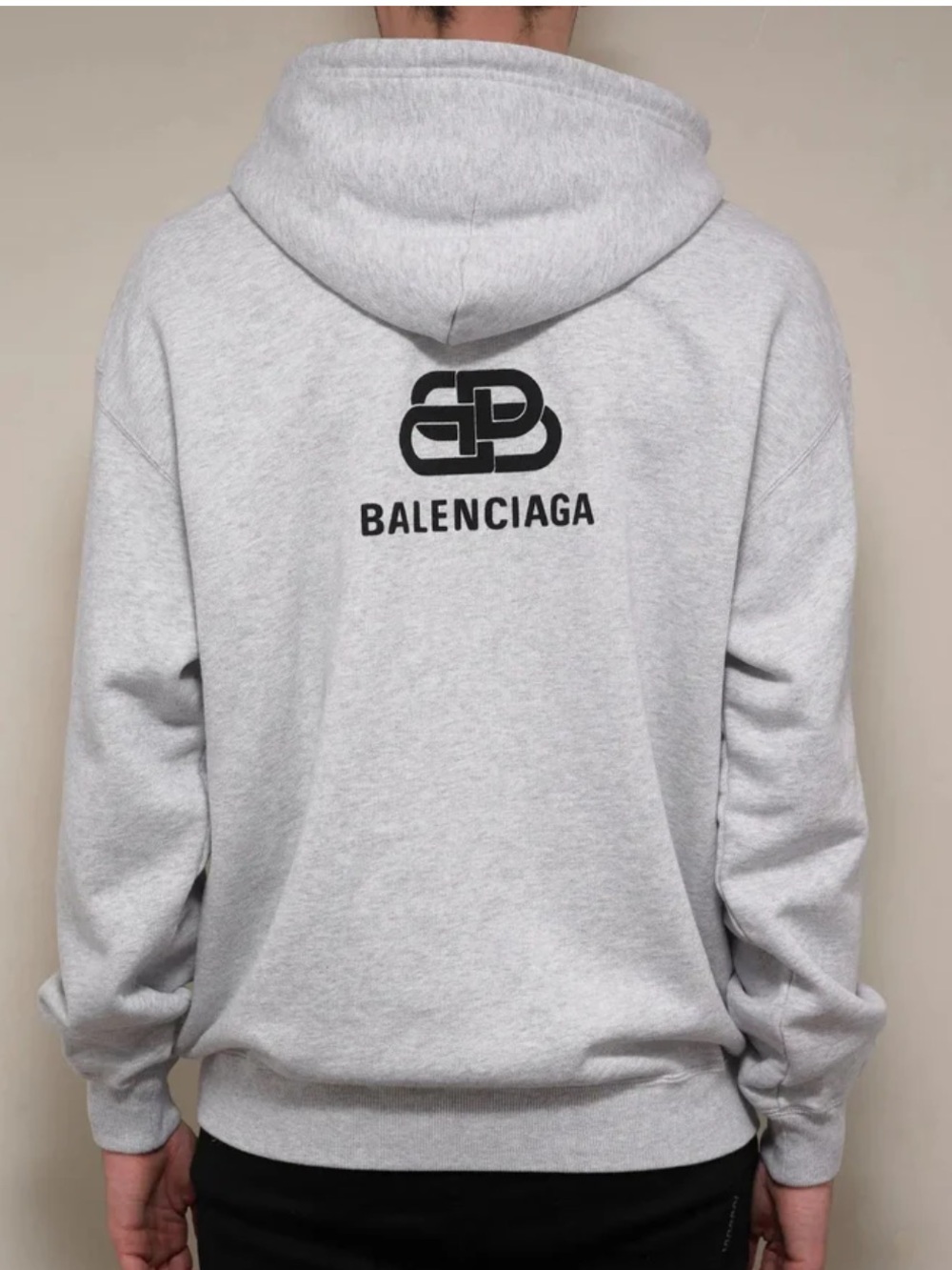 Balenciaga Light Grey Hoodie with Black BB Logo